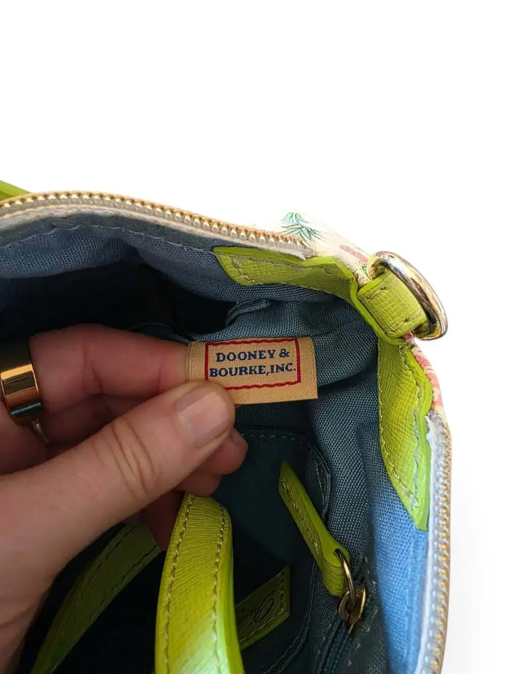 Dooney & Bourke Pineapple Satchel Crossbody Bag Lime Green Multicolor Tropical